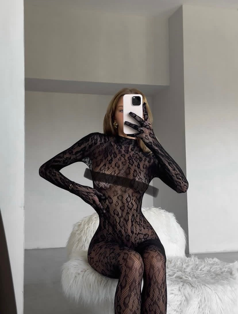 Black Leopard Bodystocking
