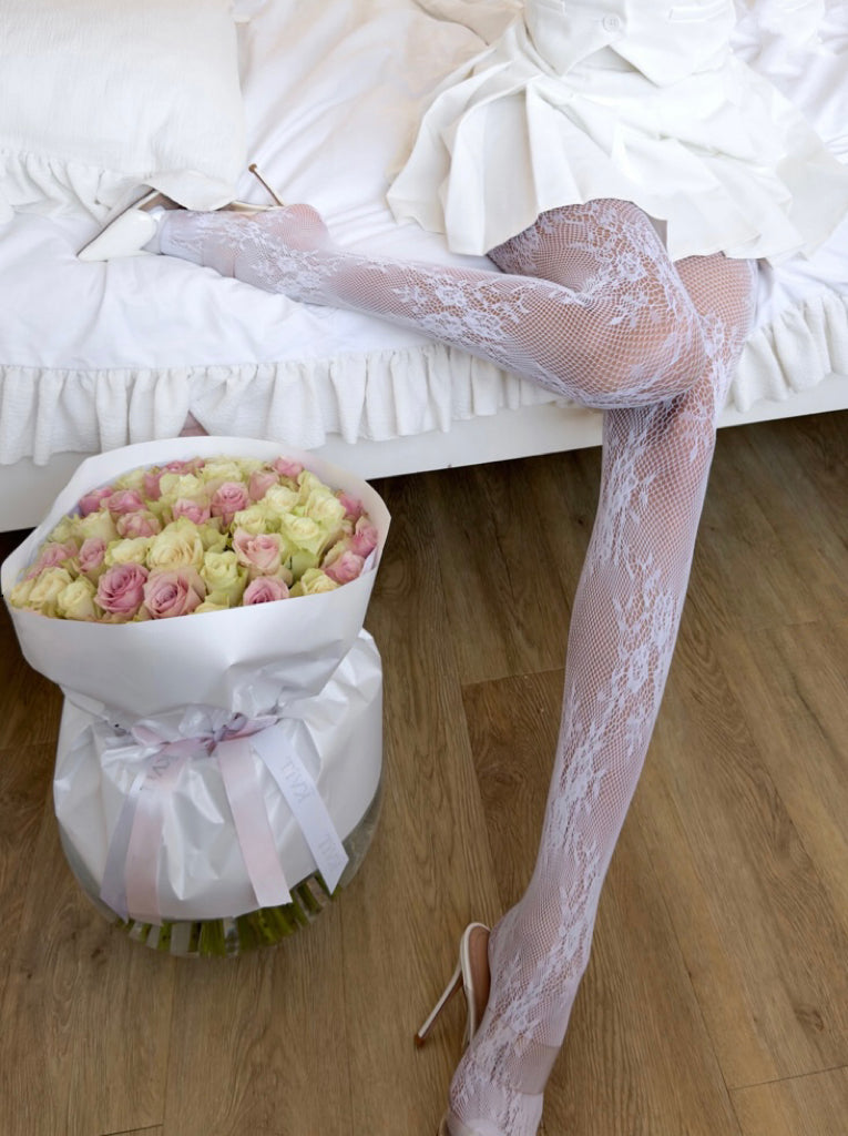 White Floral Veil Tights
