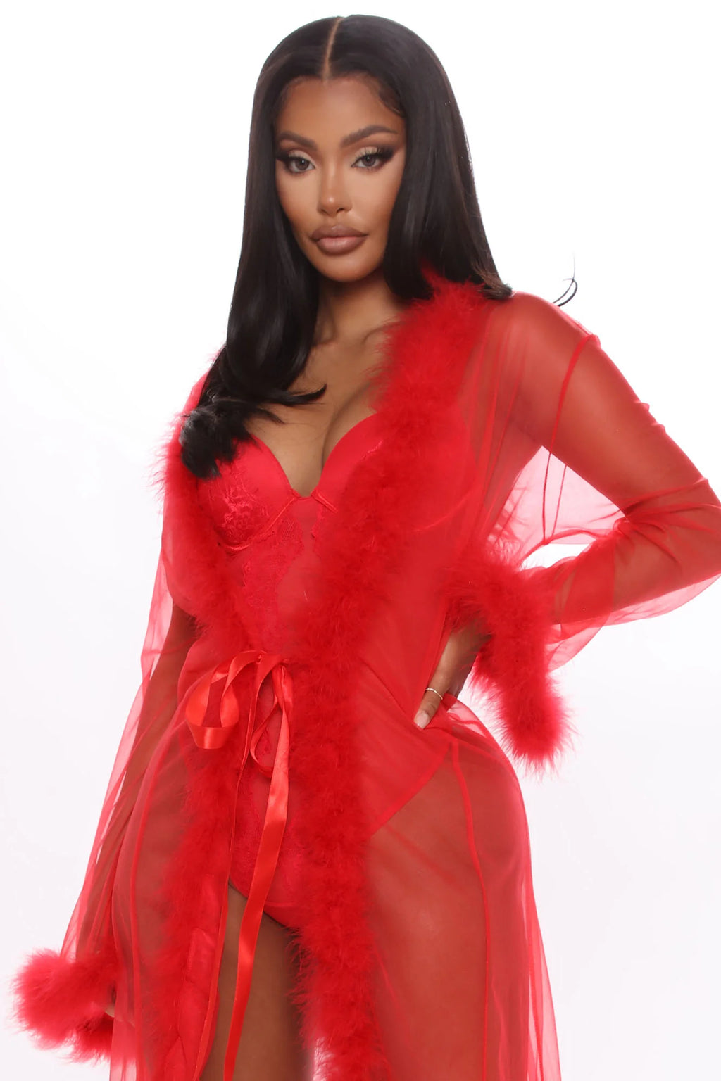 Soft Fluff Long Mesh Robe