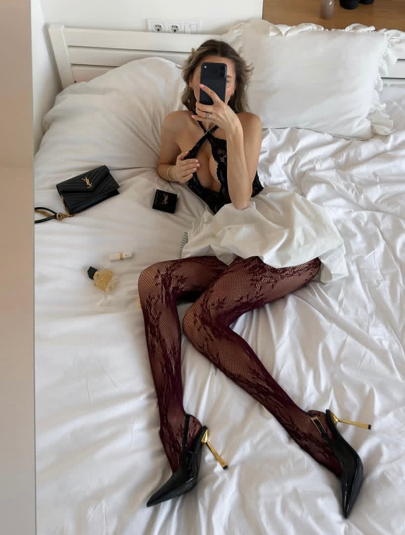 Burgundy Lace Tights