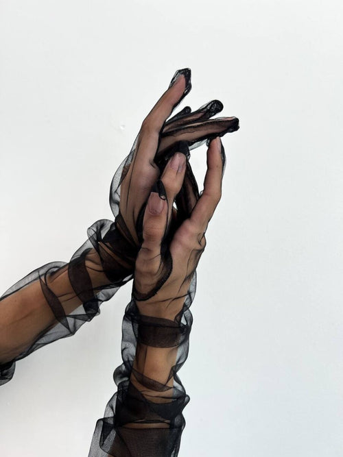 Black Sheer long gloves