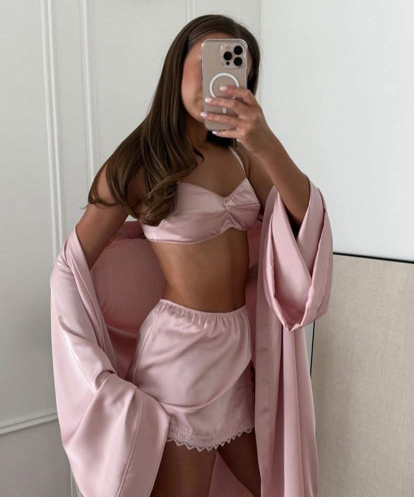 Soft Pink Satin Set