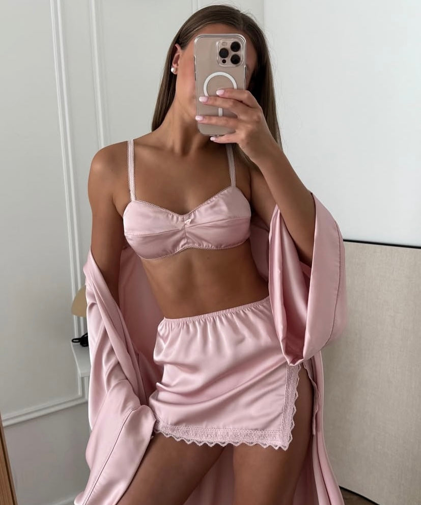 Soft Pink Satin Set