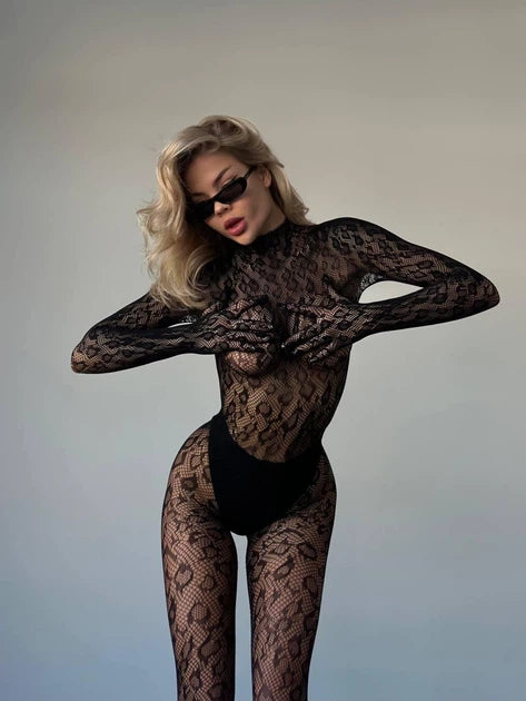 Black Leopard Bodystocking