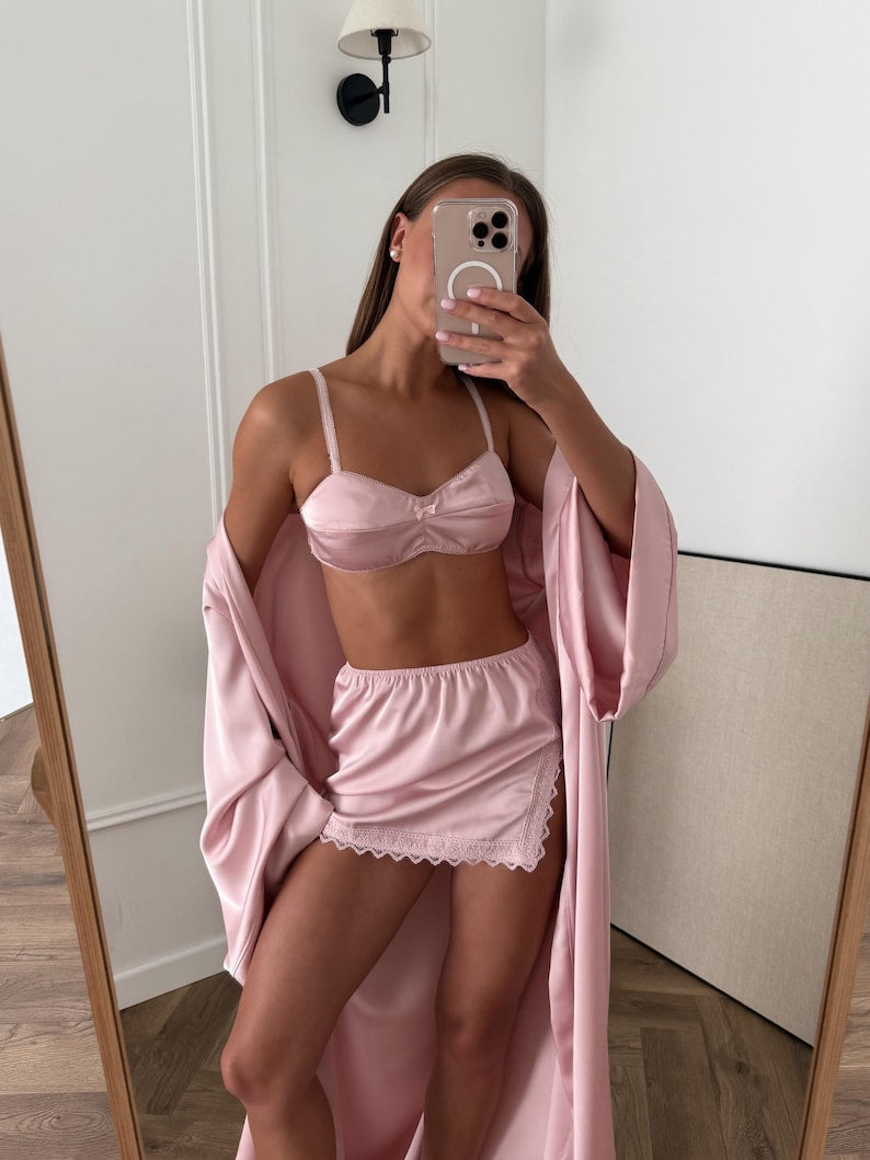 Soft Pink Satin Set